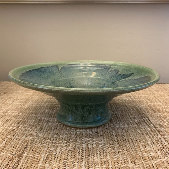 Studio Pottery Artist Signed Pedestal Ikabana Vase with Kenza/Flower Frog - Picture 2 of 5